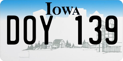 IA license plate DOY139