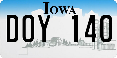 IA license plate DOY140