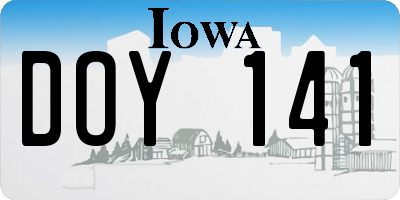 IA license plate DOY141