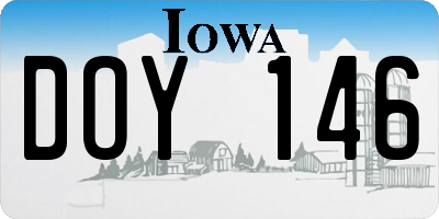 IA license plate DOY146