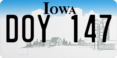 IA license plate DOY147