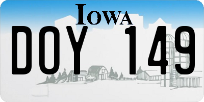 IA license plate DOY149