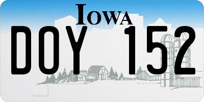 IA license plate DOY152