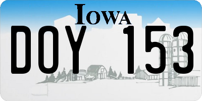 IA license plate DOY153