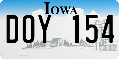IA license plate DOY154
