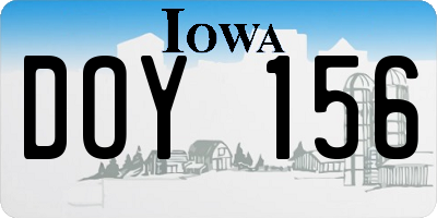 IA license plate DOY156