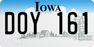 IA license plate DOY161