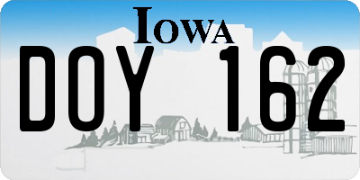 IA license plate DOY162