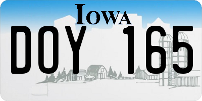 IA license plate DOY165