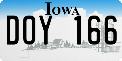 IA license plate DOY166