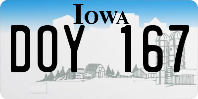 IA license plate DOY167