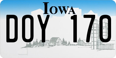 IA license plate DOY170