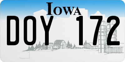 IA license plate DOY172