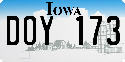 IA license plate DOY173