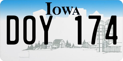 IA license plate DOY174