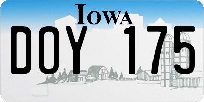 IA license plate DOY175
