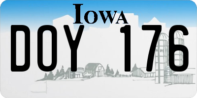 IA license plate DOY176