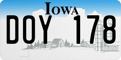 IA license plate DOY178