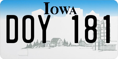 IA license plate DOY181
