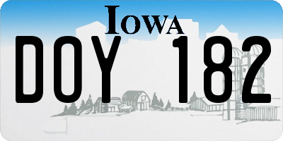 IA license plate DOY182