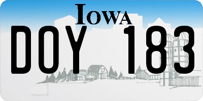 IA license plate DOY183