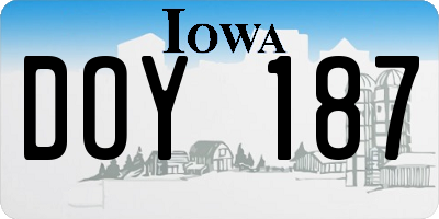 IA license plate DOY187