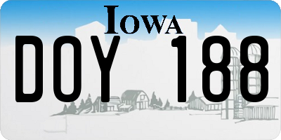 IA license plate DOY188