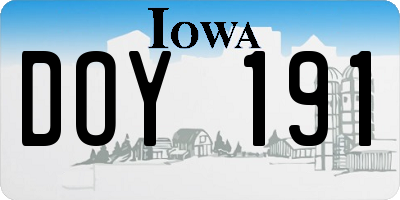 IA license plate DOY191