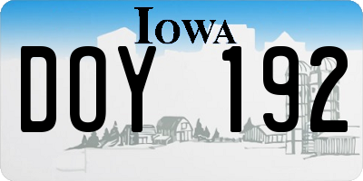 IA license plate DOY192