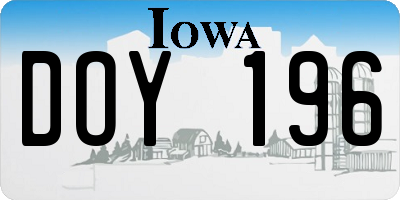 IA license plate DOY196