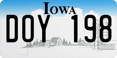 IA license plate DOY198