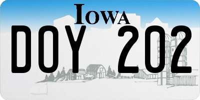IA license plate DOY202