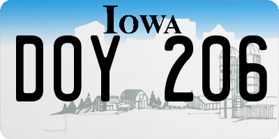 IA license plate DOY206