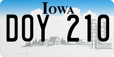 IA license plate DOY210