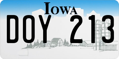 IA license plate DOY213