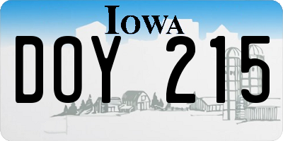 IA license plate DOY215