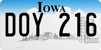 IA license plate DOY216