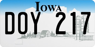 IA license plate DOY217