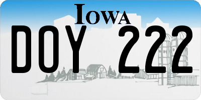 IA license plate DOY222