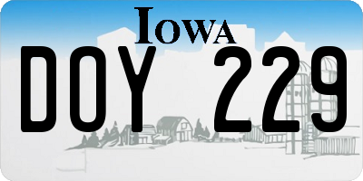 IA license plate DOY229