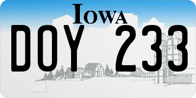 IA license plate DOY233