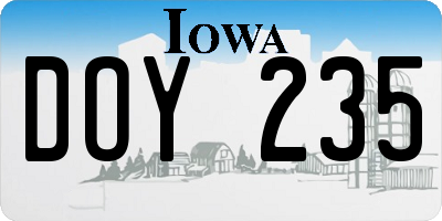 IA license plate DOY235