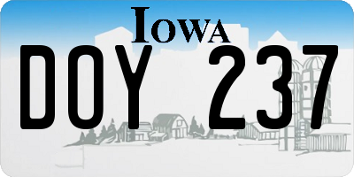 IA license plate DOY237