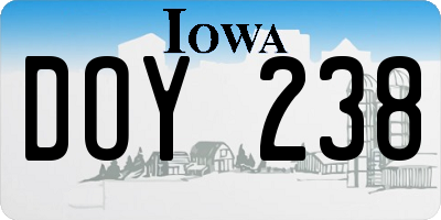 IA license plate DOY238
