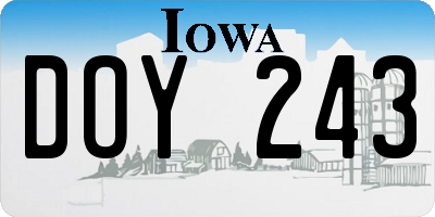 IA license plate DOY243