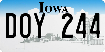 IA license plate DOY244