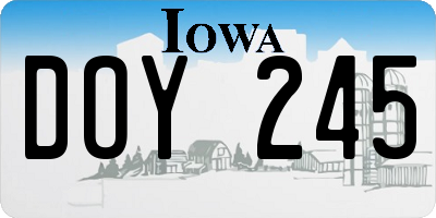 IA license plate DOY245