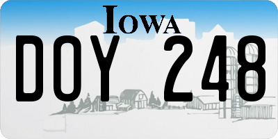 IA license plate DOY248