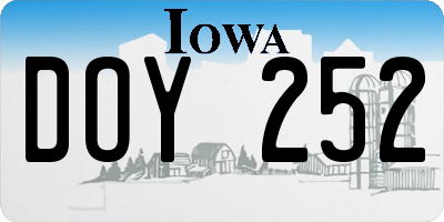 IA license plate DOY252