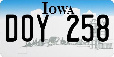 IA license plate DOY258
